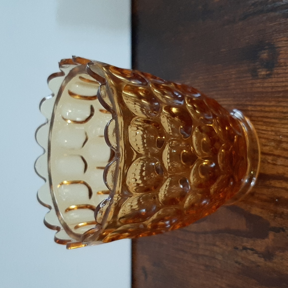 Vintage Fenton, Amber Glass Colonial Thumbprint Sugar Bowl